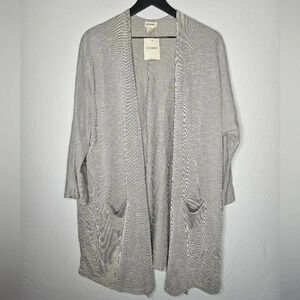 Donni. Pin Stripped Cardigan Duster in Gray Dolman Sleeve One Size